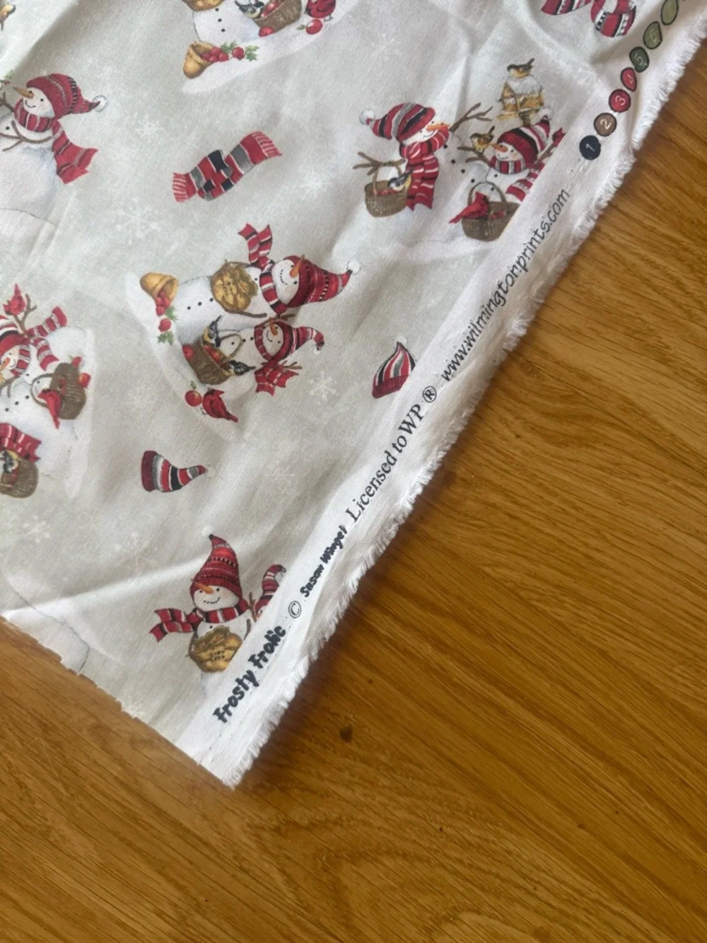 Christmas Holiday Fabric Crafting DIY Snowman Scene Cartoon Cotton Fabric Gray